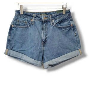 Wild Fable Women's blue HAPPY embroidery highest rise MOM rise shorts - 8/29